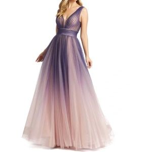 NEW Mac Duggal Purple Ombre Tulle Ball Gown Dress